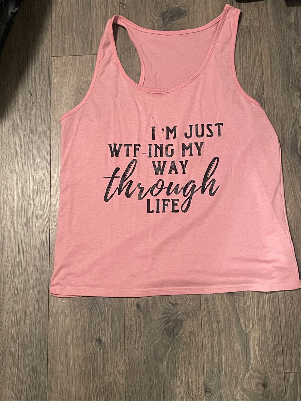 Size large Pink Graphic Racerback Tank Top